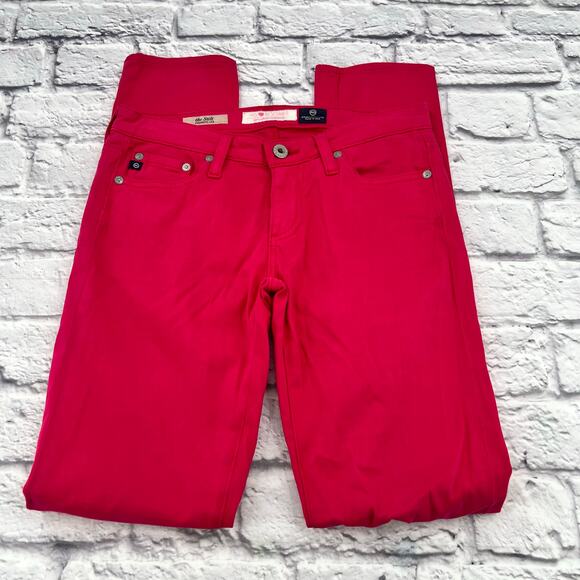AG ADRIANO‎ GOLDSCHMIED The Stilt Cigarette Slim Fit Jeans 25R Pink Mid Rise - Picture 2 of 10